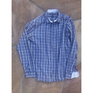 Michael Kors slim fit Men’s blue plaid dress shirt size M